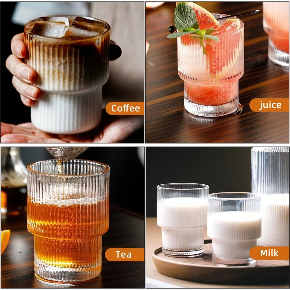 Stripe Coffee Glass Cups