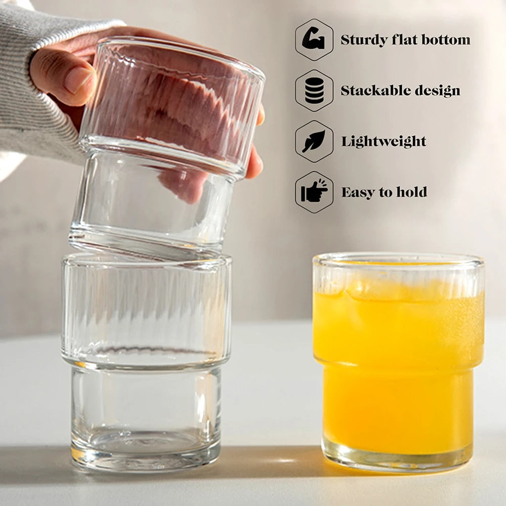 Stripe Coffee Glass Cups